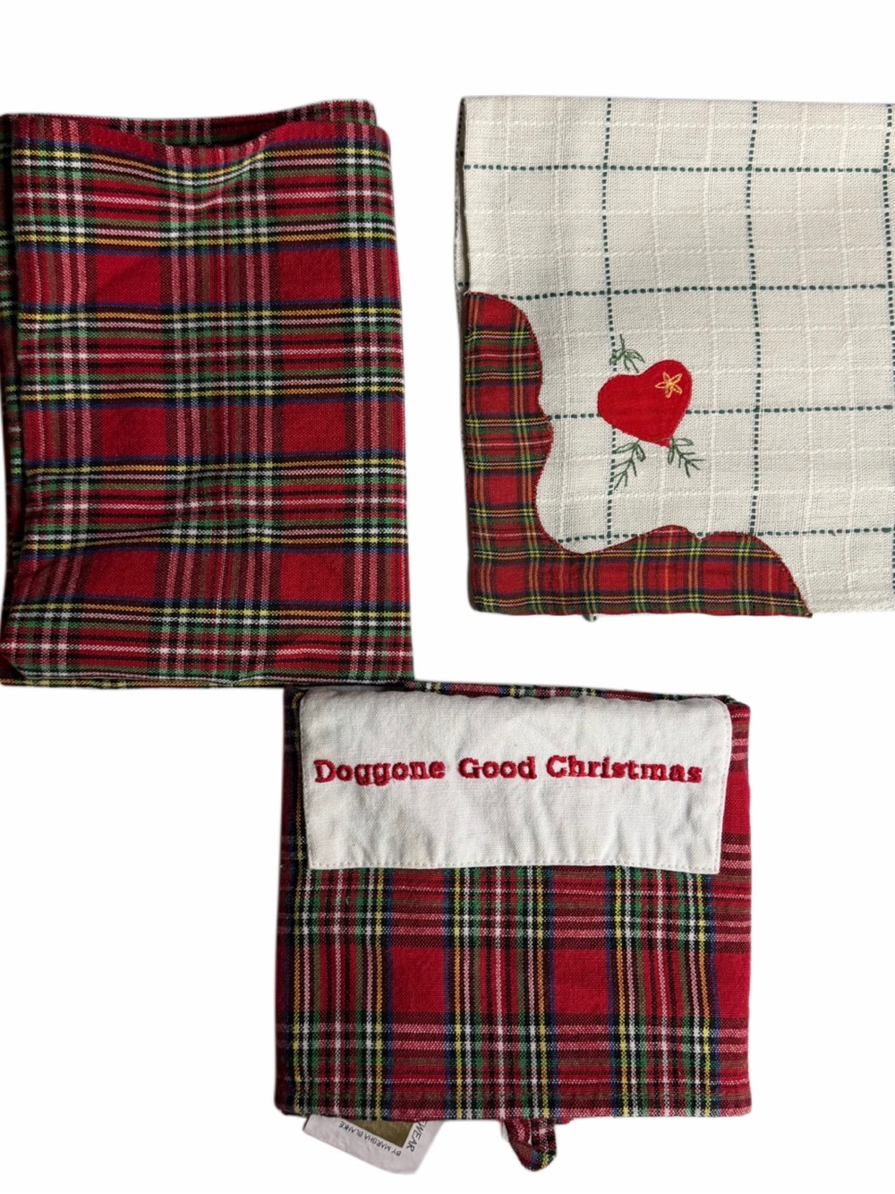 Vintage Christmas Table Linens Lot Plaid Doggone Good Christmas Holiday Decor